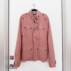 Lords of Harlech Salmon Linen Blend Full Zip Jacket